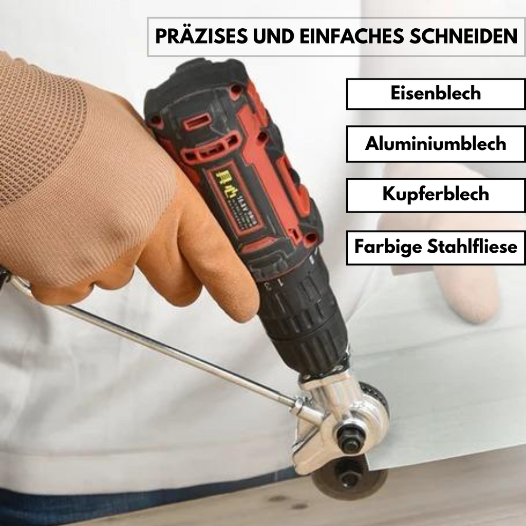 Elektrischer Bohrmaschinen-Blechschneider – Aufsatz für Metall, Wellblech & Platten | Nibbler Schneidwerkzeug