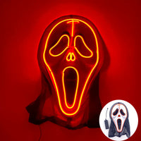 LED Purge Maske, handbemalt, Neon Full Face mit blinkenden Modi, PVC + EL