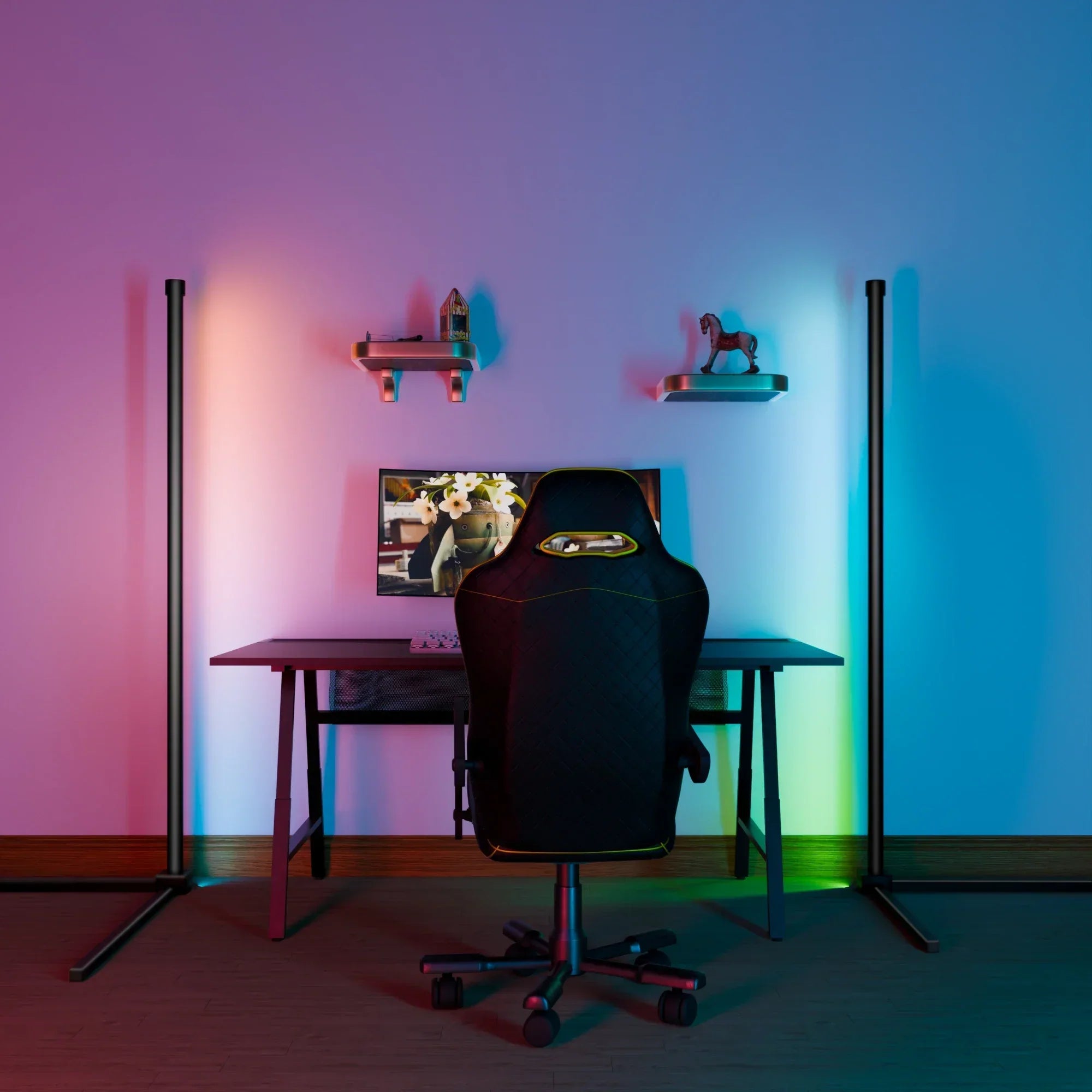 corlado | Smart RGB Traumfarbe Stehlampe – Musik-Synchronisations-LED-Stimmungslicht mit 16 Millionen Farben, APP & Fernsteuerung, moderne Stehleuchte