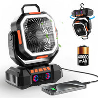 corlado | Wiederaufladbarer Campingventilator mit 40000mAh Akku & LED Laterne – F22