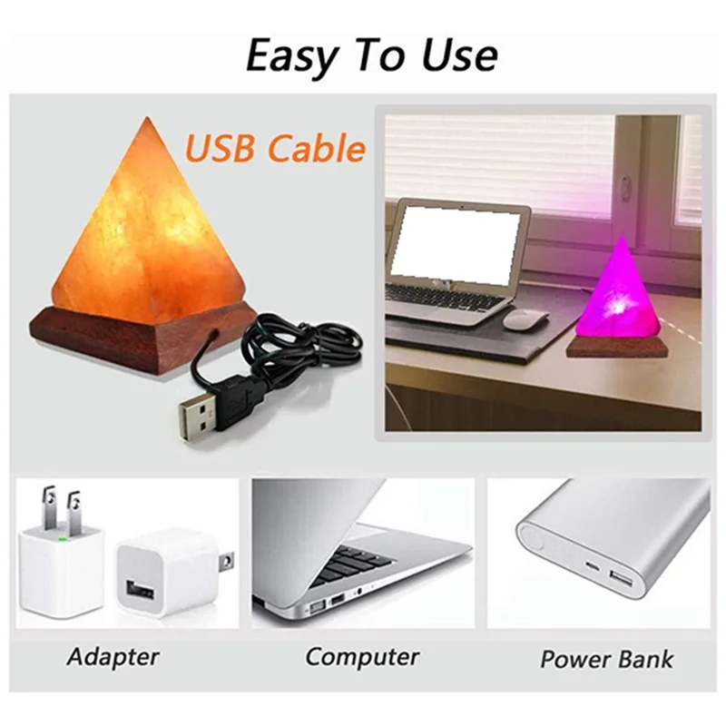 corlado™ Himalaya Kristallsalzlampe USB LED Pyramide, Luftreiniger & Stimmung