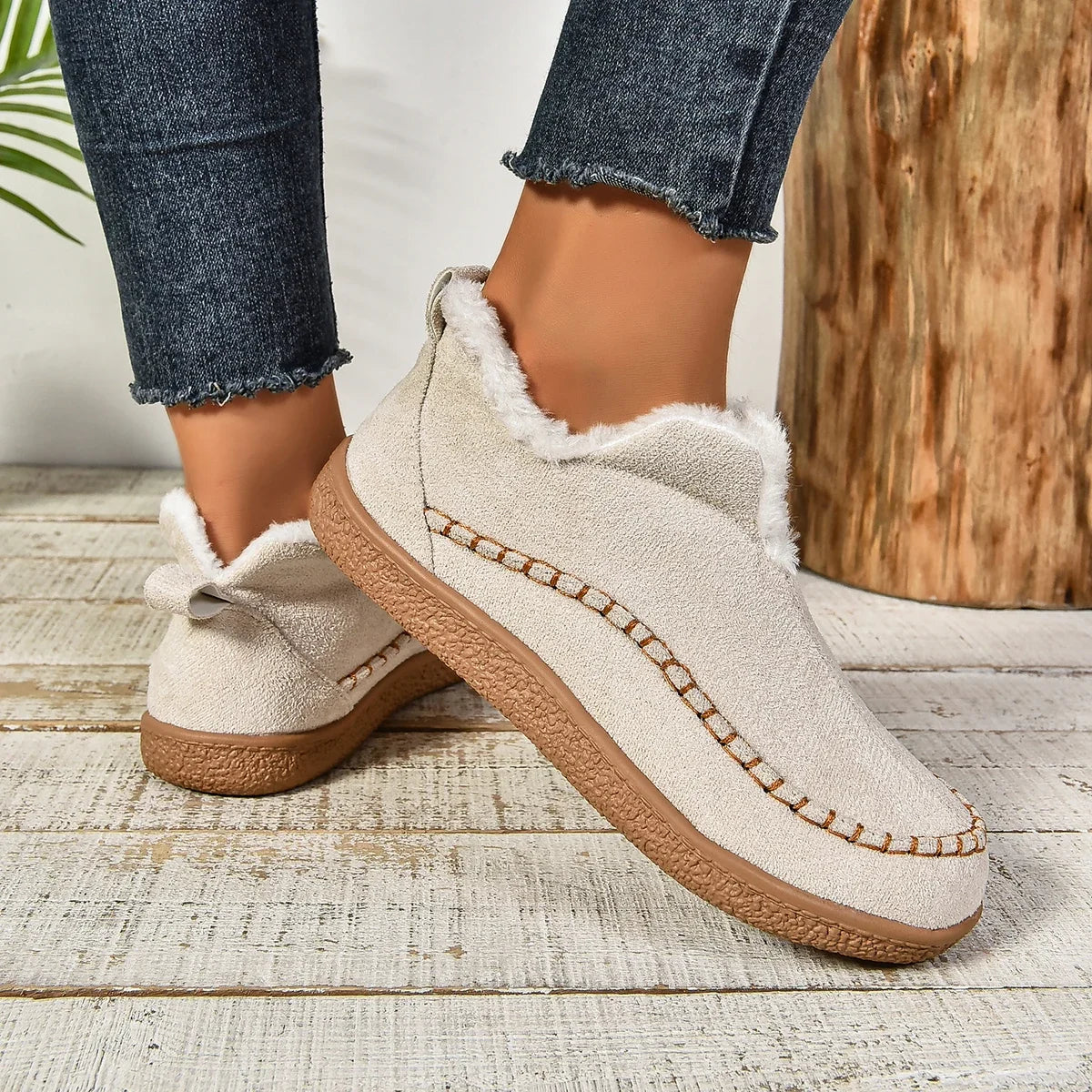 corlado™ Damen Warme Winter Slip-On Plateau Stiefeletten