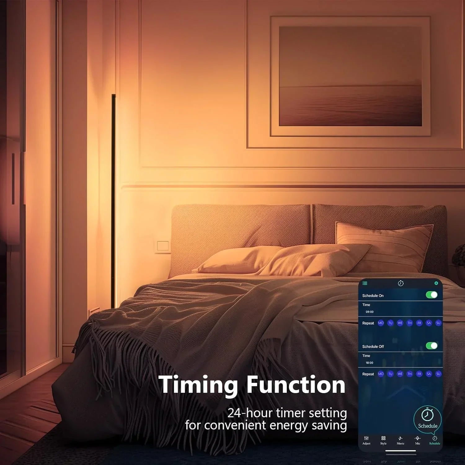 corlado | Smart RGB Traumfarbe Stehlampe – Musik-Synchronisations-LED-Stimmungslicht mit 16 Millionen Farben, APP & Fernsteuerung, moderne Stehleuchte