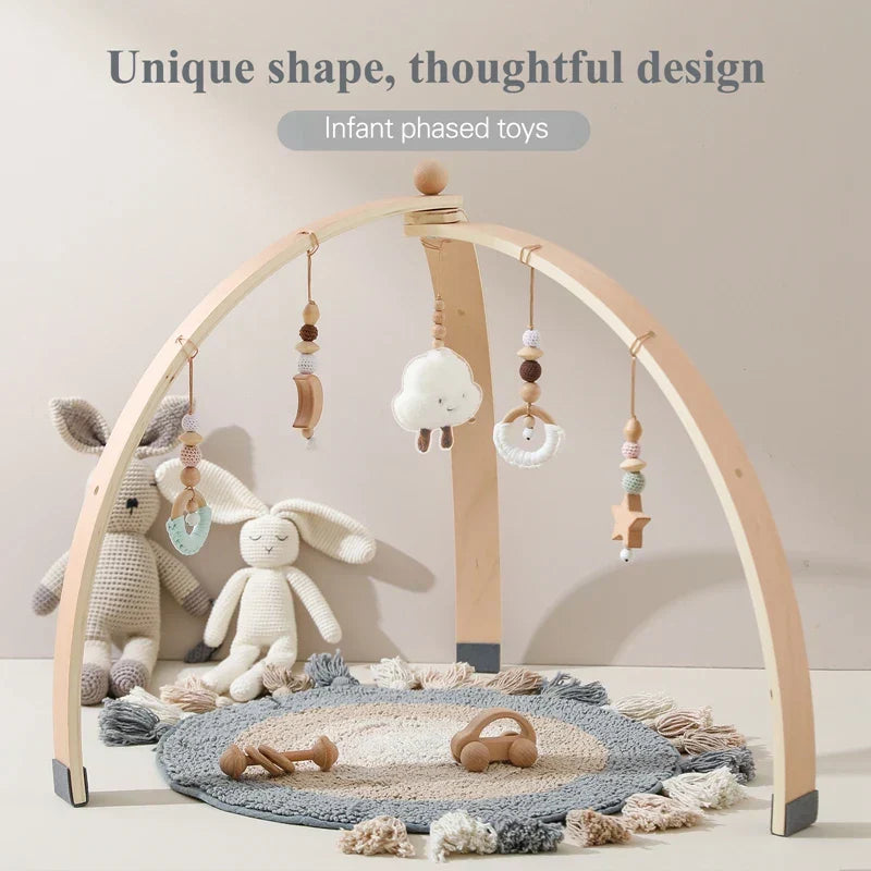 Baby Aktivitätsbogen aus Holz – Mit Hängespielzeugen für Babys
