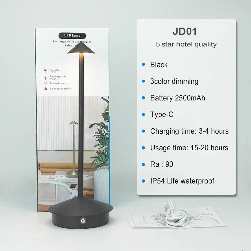 Tischlampe | LED Kabellos, wiederaufladbar, dimmbar, wasserdicht, vielseitig