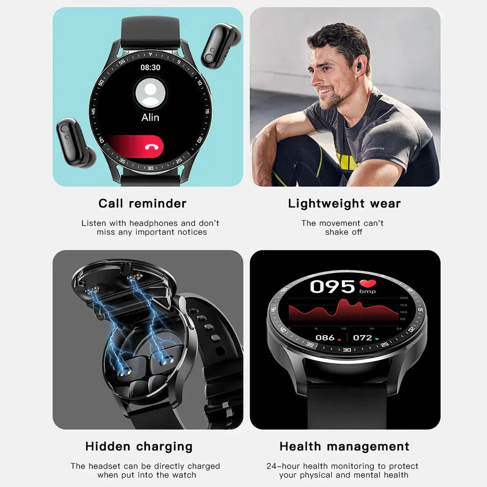 corlado | Zwei in Eins Smartwatch mit Bluetooth-Ohrhörern