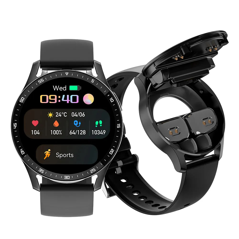 corlado | Zwei in Eins Smartwatch mit Bluetooth-Ohrhörern