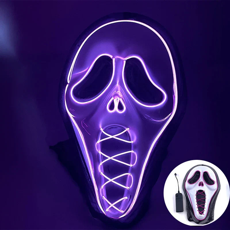 LED Purge Maske, handbemalt, Neon Full Face mit blinkenden Modi, PVC + EL
