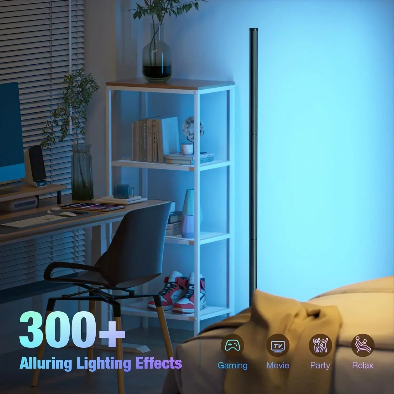 corlado | Smart RGB Traumfarbe Stehlampe – Musik-Synchronisations-LED-Stimmungslicht mit 16 Millionen Farben, APP & Fernsteuerung, moderne Stehleuchte