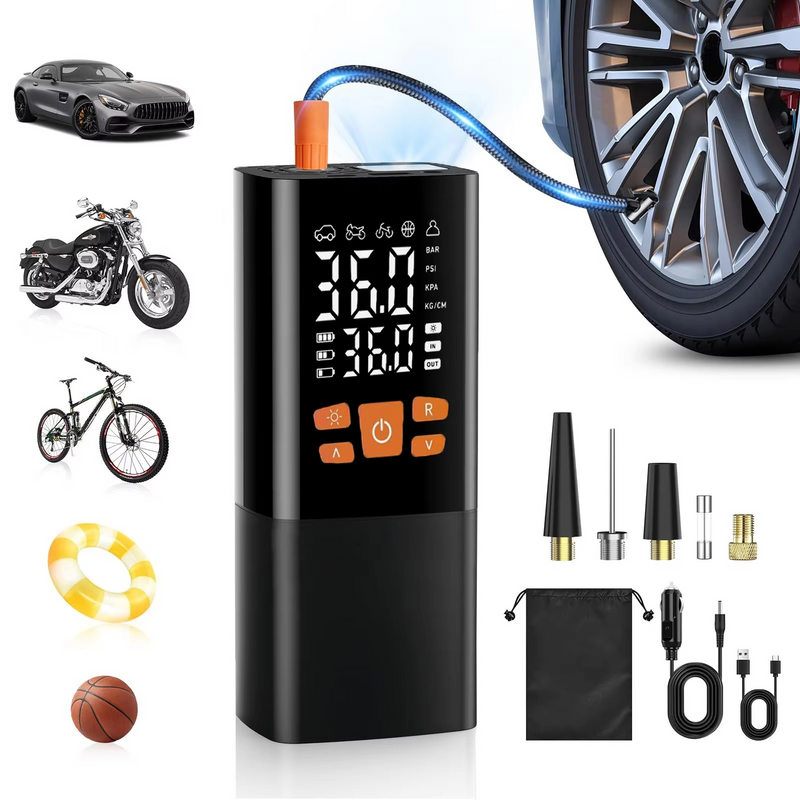 corlado | Tragbarer Reifenfüller Luftkompressor, 180 PSI Wiederaufladbare Pumpe mit 25000mAh Akku