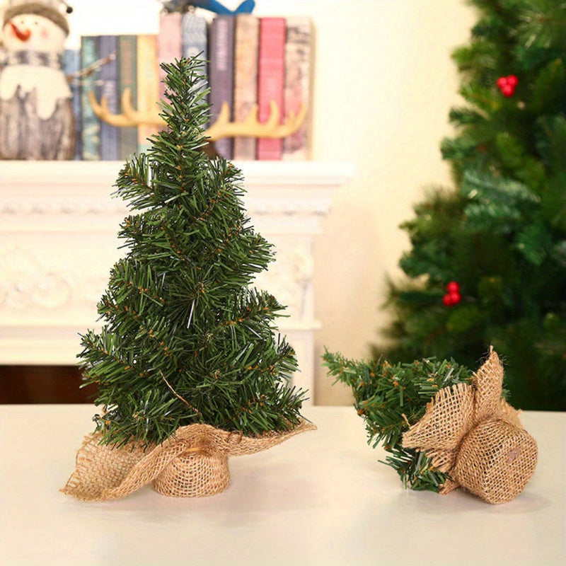 Kleiner Weihnachtsbaum, rustikale Jute-Basis, Tischdekoration
