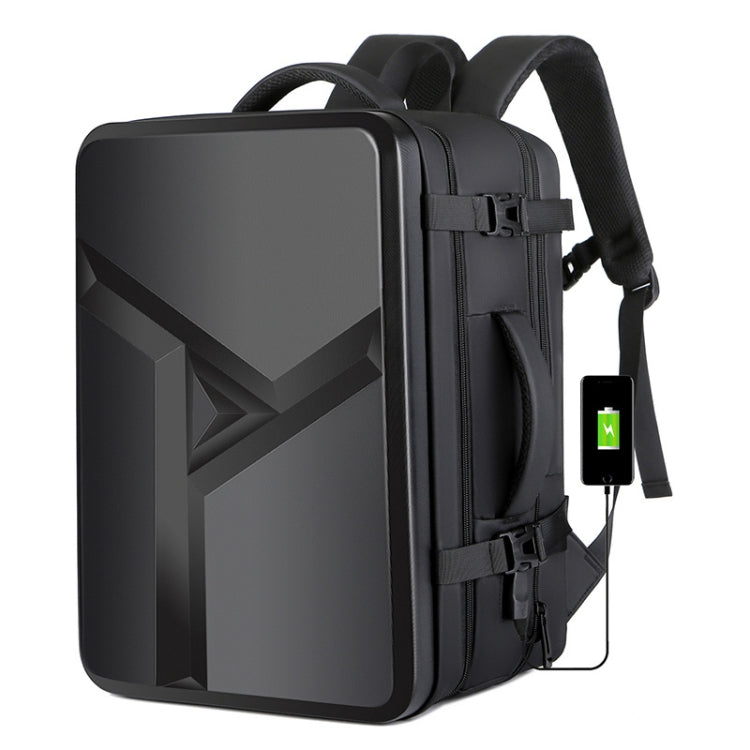 corlado | Großraummäßiger wasserdichter erweiterbarer Hartschalen-Rucksack mit USB-Ladeanschluss (161 Schwarz)