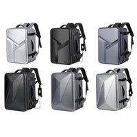 corlado | Großraummäßiger wasserdichter erweiterbarer Hartschalen-Rucksack mit USB-Ladeanschluss (161 Schwarz)