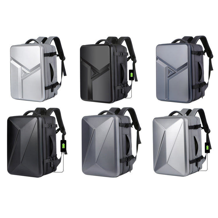 corlado | Großraummäßiger wasserdichter erweiterbarer Hartschalen-Rucksack mit USB-Ladeanschluss (161 Schwarz)