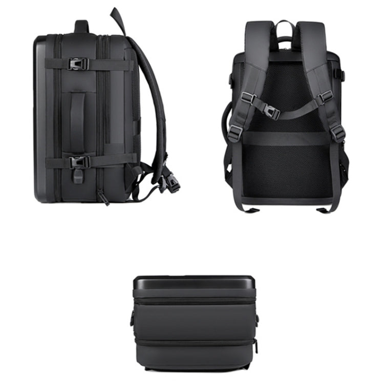 corlado | Großraummäßiger wasserdichter erweiterbarer Hartschalen-Rucksack mit USB-Ladeanschluss (161 Schwarz)