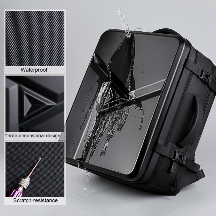 corlado | Großraummäßiger wasserdichter erweiterbarer Hartschalen-Rucksack mit USB-Ladeanschluss (161 Schwarz)