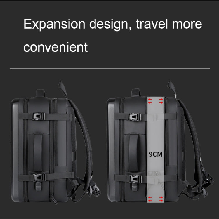 corlado | Großraummäßiger wasserdichter erweiterbarer Hartschalen-Rucksack mit USB-Ladeanschluss (161 Schwarz)
