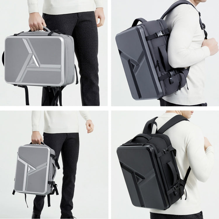 corlado | Großraummäßiger wasserdichter erweiterbarer Hartschalen-Rucksack mit USB-Ladeanschluss (161 Schwarz)