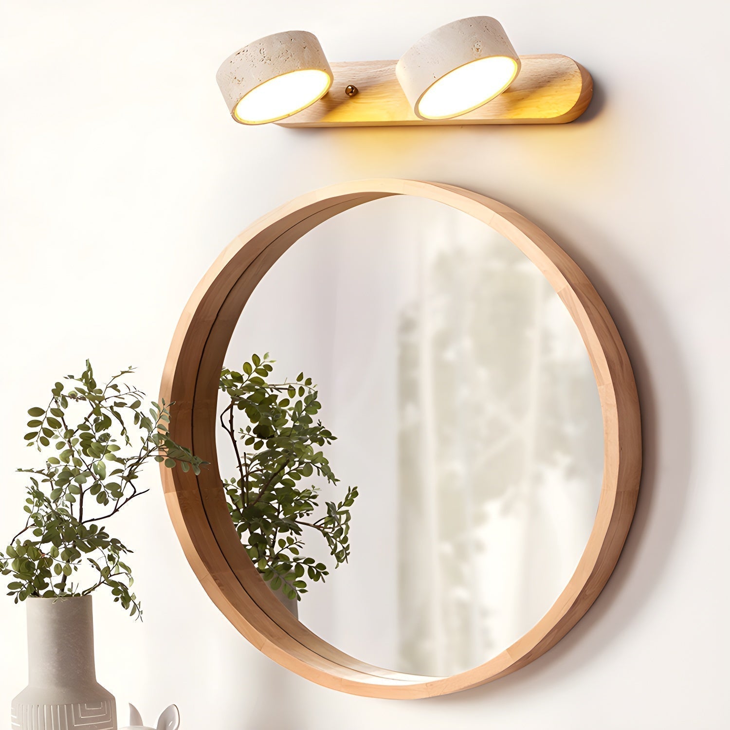 Travero Duo Wandleuchte – Modern, Doppelarm, Travertin-Optik