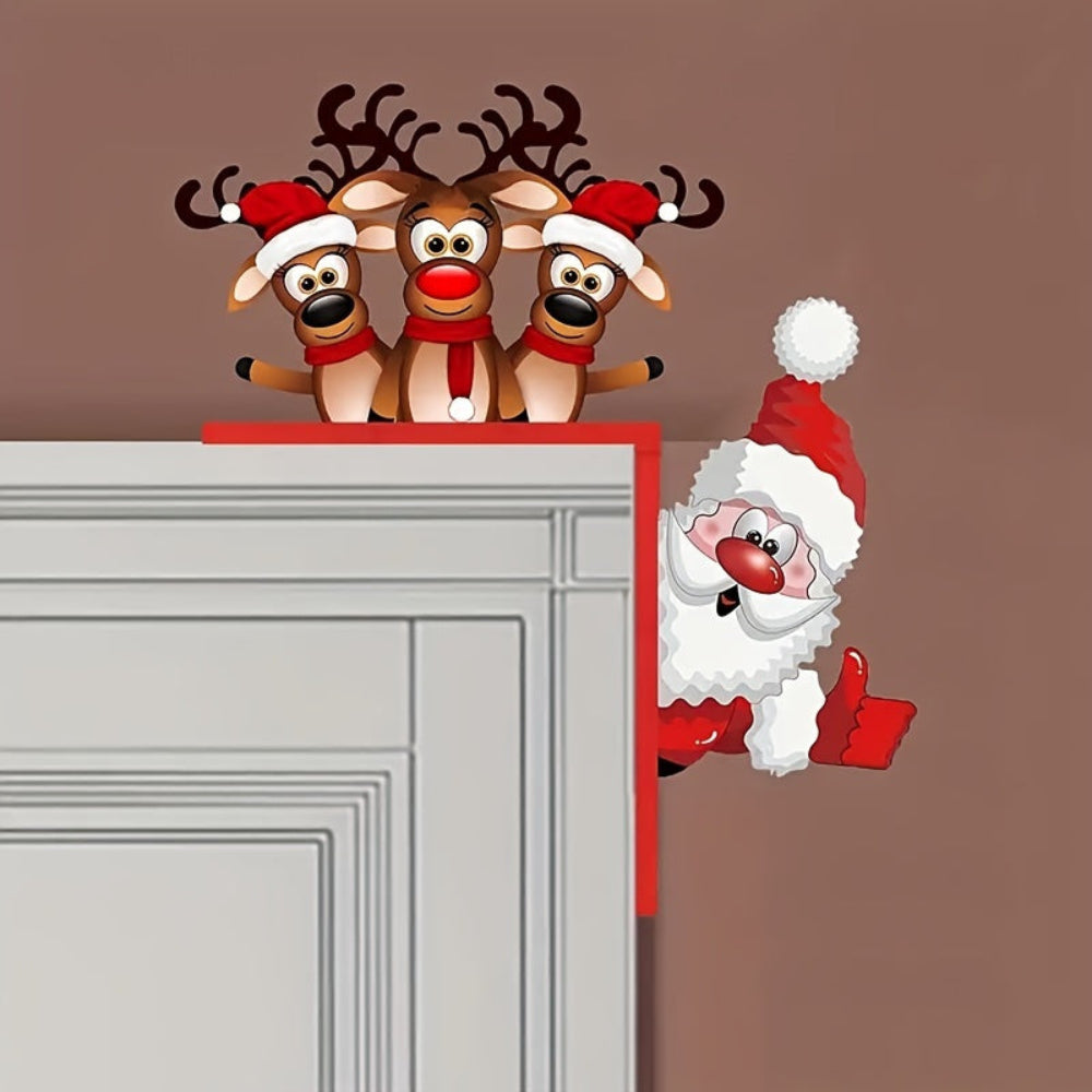 Wanddeko Weihnachten, Santa Rentier Türrahmen Dekoration