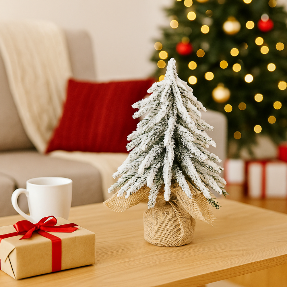 Weißer Mini Weihnachtsbaum, Tischdekoration, festlich