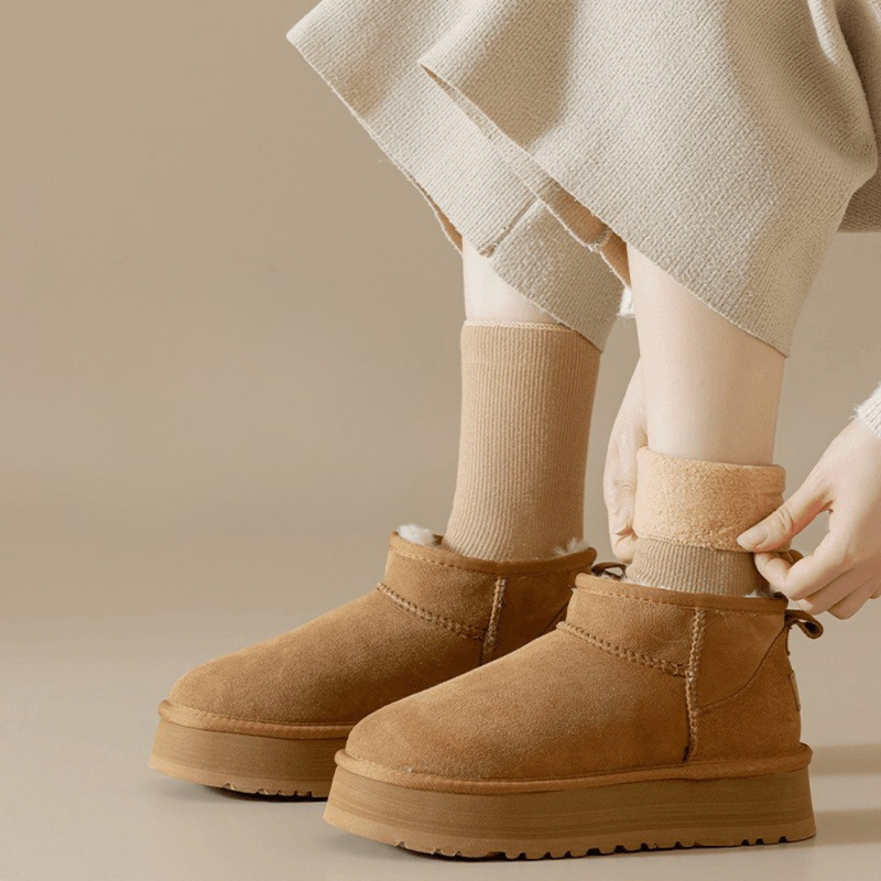Damen Stylische Plateau-Stiefel, warmes Fellfutter, knöchelhoch