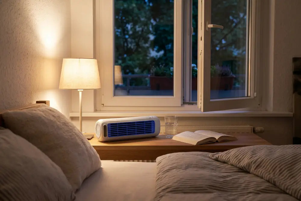 CORLADO Akku-Ventilator im Schlafzimmer Homeoffice Wohnzimmer und an der Wand