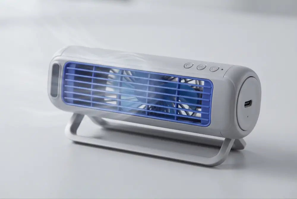 Kompakter Akku-Ventilator für persönliche Luftzirkulation