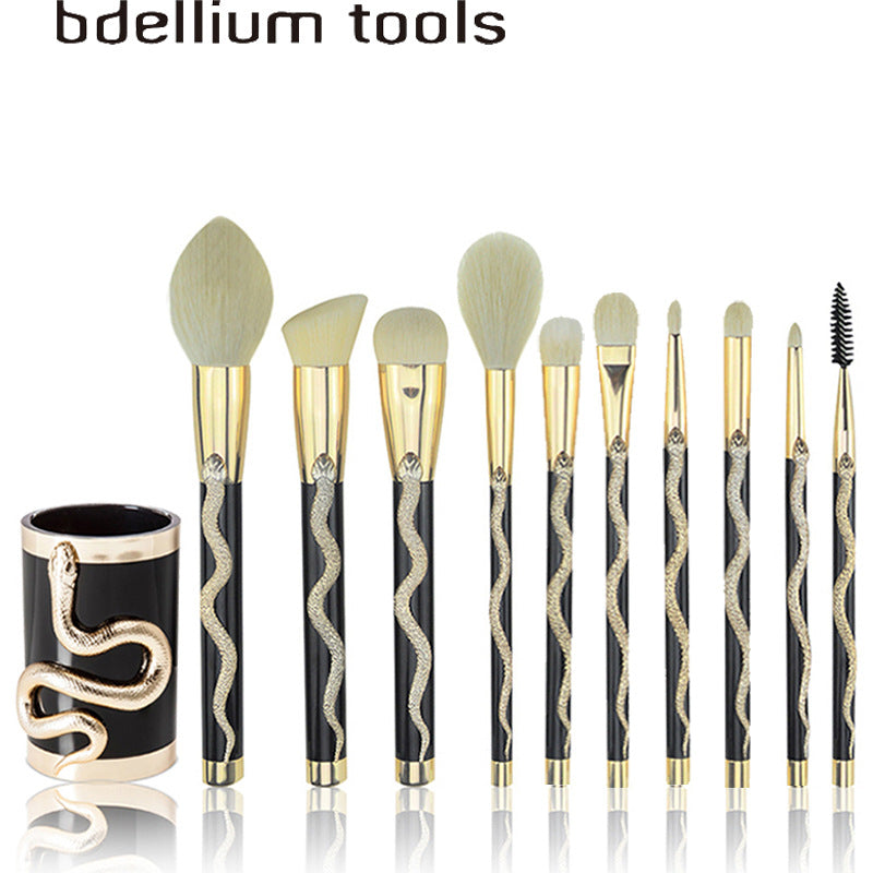 10-teiliges Make-up-Pinselset mit 3D-Schlangen-Design