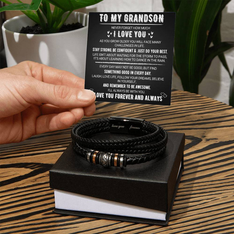 To My Grandson – Love You Forever Halskette – Schwarzes Design – Geschenk für Enkel