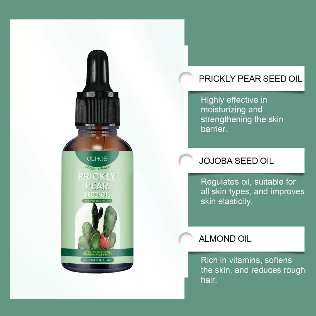 Kaktusöl mit Argan und Vitamin E für Haar, Gesicht und Körper