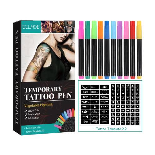 Temporäres Tattoo-Stift-Set mit Schablonen