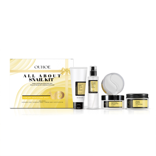 Schnecken-Gesichtspflege Geschenkset mit Reiniger, Serum, Creme und Augenpads