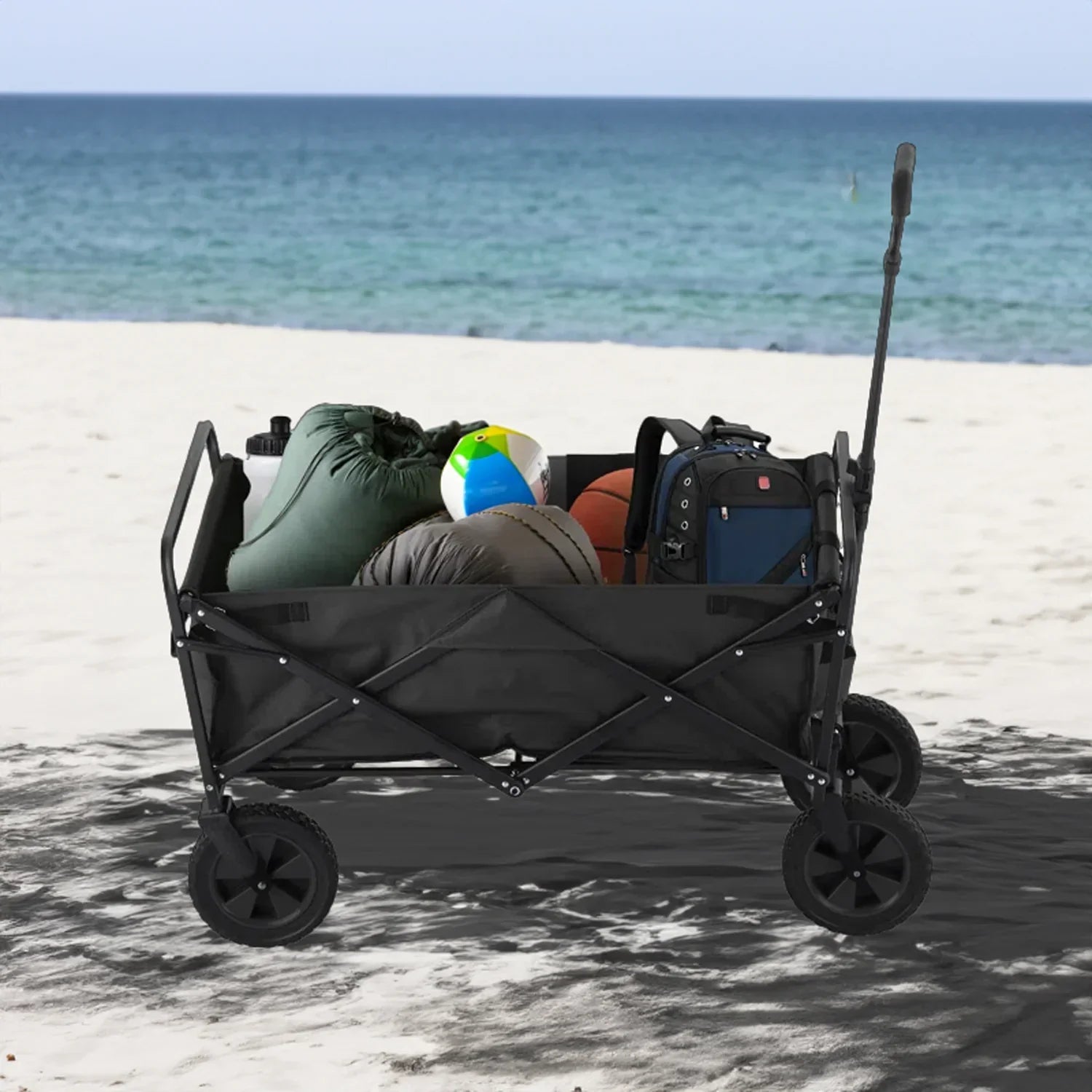 Faltbarer Gartenwagen, 150kg Traglast, Teleskopgriff, 360° Räder, Outdoor