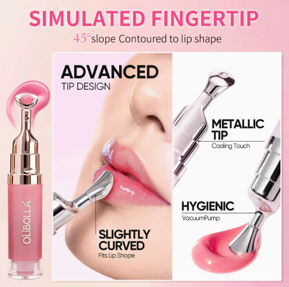 Plumping Lipgloss mit kühlender Metallspitze, Spiegelglanz