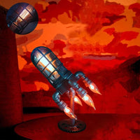 corlado | Steampunk-Rakete Tischlampe mit Flammenlicht