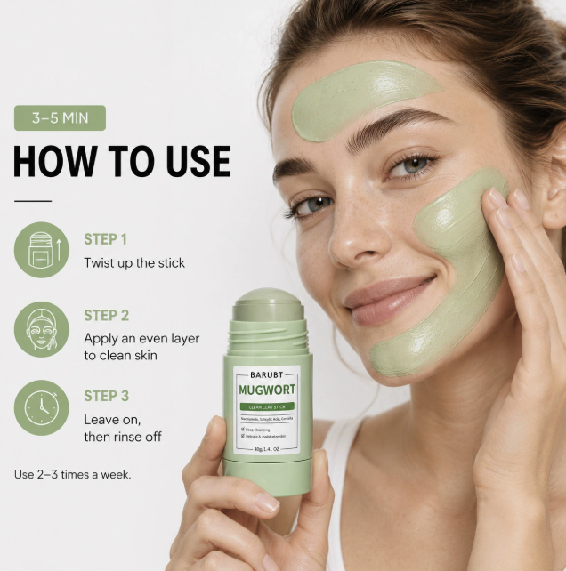 Beifuß Tonerde-Maske als Stick, Tiefenreinigung ohne Kleckern