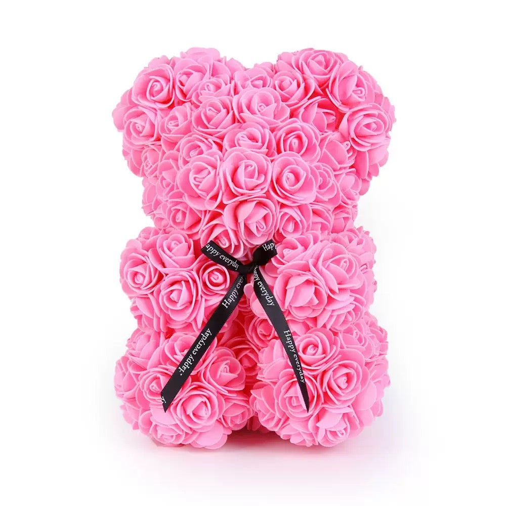 Rosenbär als Valentinsgeschenk, Kunstblumen-Bär in vielen Farben