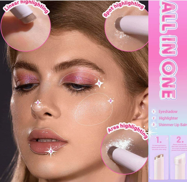 Kristall-Jelly Lidschatten-Highlighter-Stick, mehrfarbig