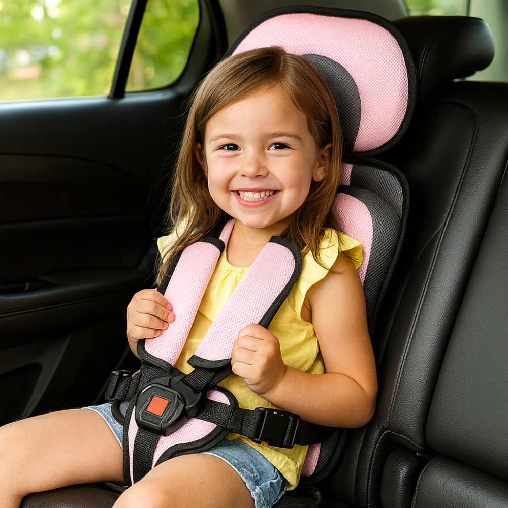 Tragbarer Auto-Kindersitz Booster, schmal, kompakt, für unterwegs
