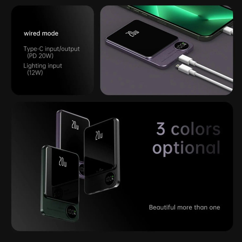 Powerbank Slim, kabelloses Magnet-Ladegerät, tragbar