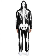 Herren Skelett Jumpsuit Kostüm, Ganzkörper Schädel & Knochen für Halloween