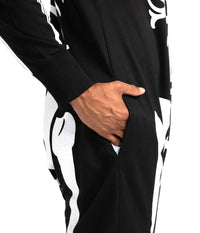 Herren Skelett Jumpsuit Kostüm, Ganzkörper Schädel & Knochen für Halloween