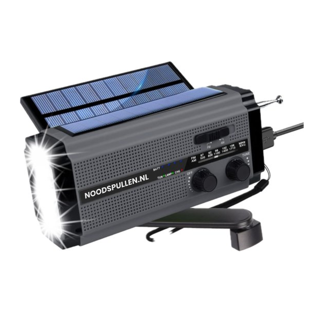 3-in-1 Notradios mit Dynamo, Solarzellen & Powerbank - SafeWave
