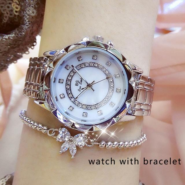 Women's Diamond Quartz Watch with Free Bracelet