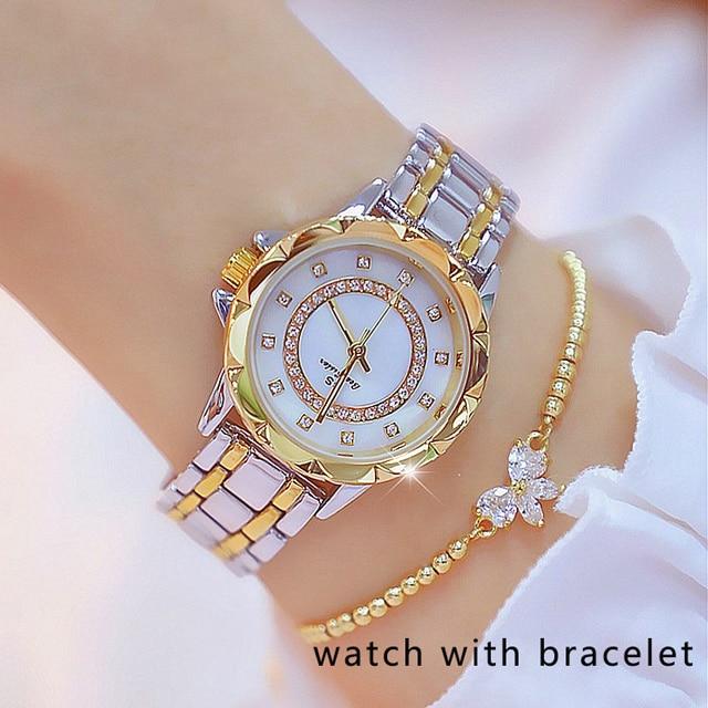 Women's Diamond Quartz Watch with Free Bracelet