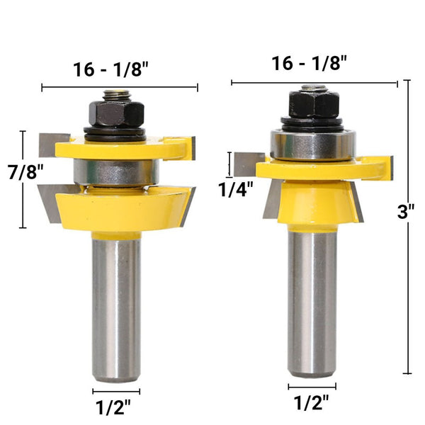 corlado® Rail & Stile Router Bit - Shaker - 2 Piece Set - 1/2" Shank