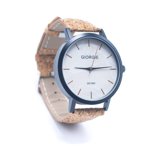 Branco - Natürliche Kork Uhr in weißem Design - Corlado
